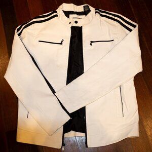 Black Pin Striped White Motocross PleatherJacket